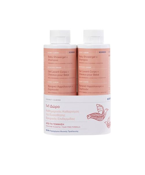 Korres Бебешки душ-гел и шампоан Промо пакет Кокос и бадем 250 мл и подарък 250 мл