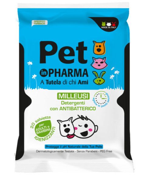 Pet Pharma Αντιβακτηριδιακά Μαντηλάκια Πολλών Χρήσεων 20 Υγρά Μαντηλάκια