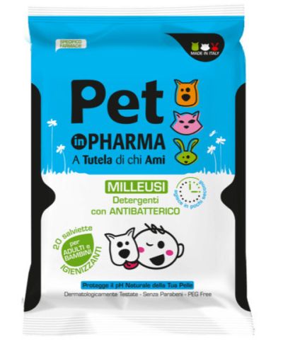 Pet Pharma Αντιβακτηριδιακά Μαντηλάκια Πολλών Χρήσεων 20 Υγρά Μαντηλάκια