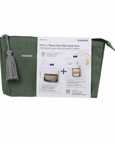 Korres Promo Black Pine Firm Resurface Skincare Duo Bounce Firming Moisturizer Дневен крем за стягане 40ml + подарък серум Total Renewal 15ml