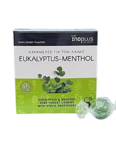 Inoplus Eucalyptus & Menthol Бонбони за гърло без захар с евкалипт и ментол 50gr