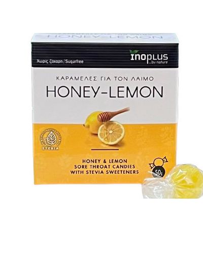 Inoplus Мед и лимон Бонбони за гърло без захар с мед и лимон 50gr