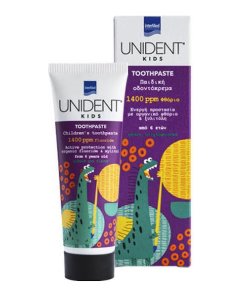 InterMed Паста за Зъби Unident 1400 ppm с Вкус на Дъвка за Балончета за Деца над 6 Години 50мл