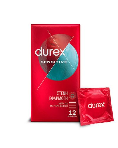 Durex Sensitive Προφυλακτικά Λεπτά Με Στενή Εφαρμογή 12 Τμχ