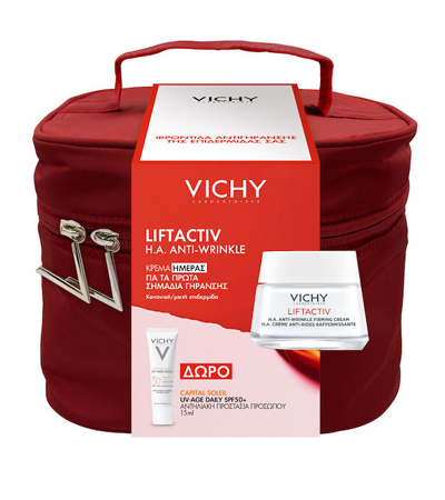 Vichy Promo Liftactiv H.A. Anti-Wrinkle 50ml & Δωρο UV Age Daily spf50 15ml σε Κόκκινο Νεσεσέρ